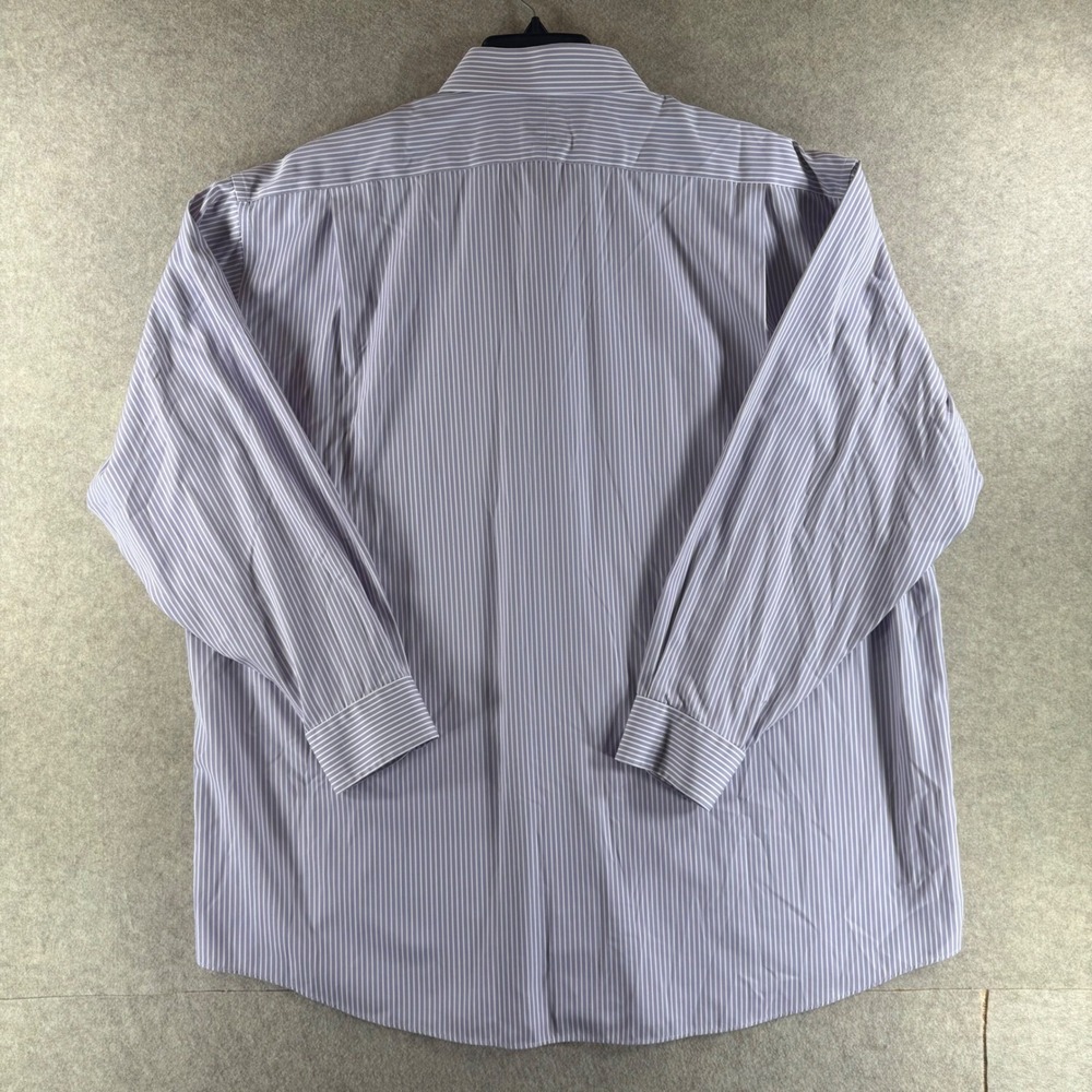Jos. A. Bank 17.5-34 Traveler's Collection Button Down Striped Purple White - Picture 3 of 6